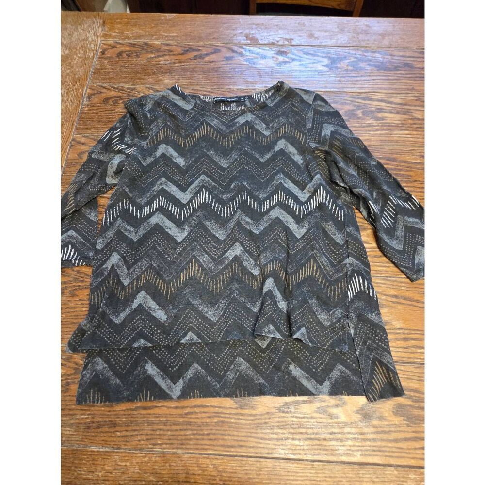 Gudrun Sjoden Geometric patterned lagenlook linen sweater pullover size Small